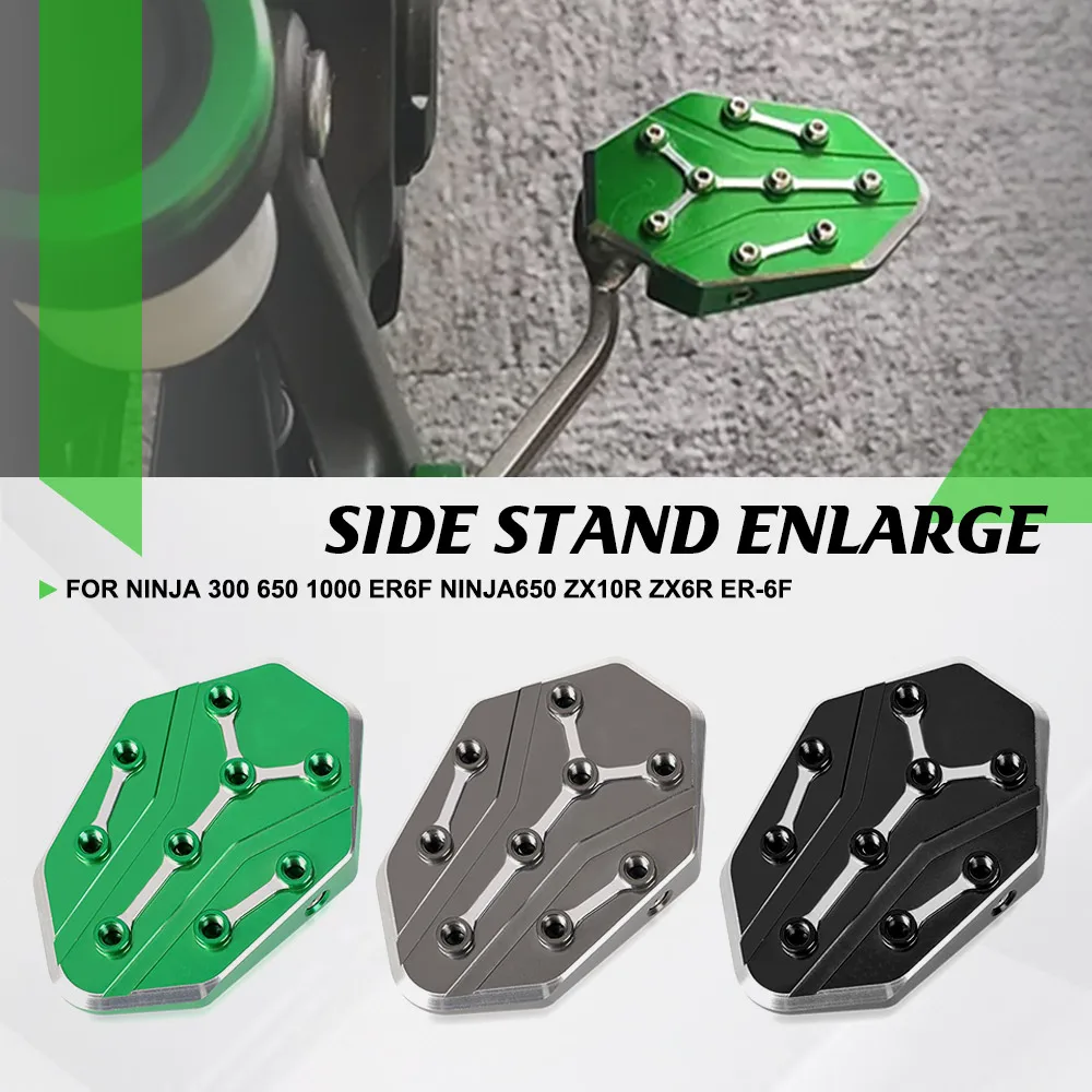 

Motorcycle Side Stand Enlarger Sled Sidestand Kickstand Foot Pads FOR KAWASAKI NINJA 300 650 1000 ER6F Ninja650 ZX10R ZX6R ER-6F