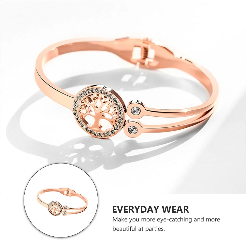 

1Pcs Rose Gold Xmas Tree Bracelet Creative Simple Bangle Women Wristband Party Daily Wearing Elegant Gift Women Bracelet