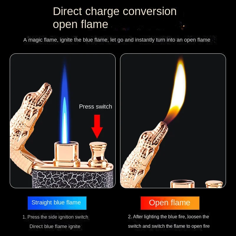 Unusual Metal Windproof Cigar Cigarette Lighter Jet Torch Gas Two Types Flames Smoking Accessory Butane Gadgets for Men Lighters