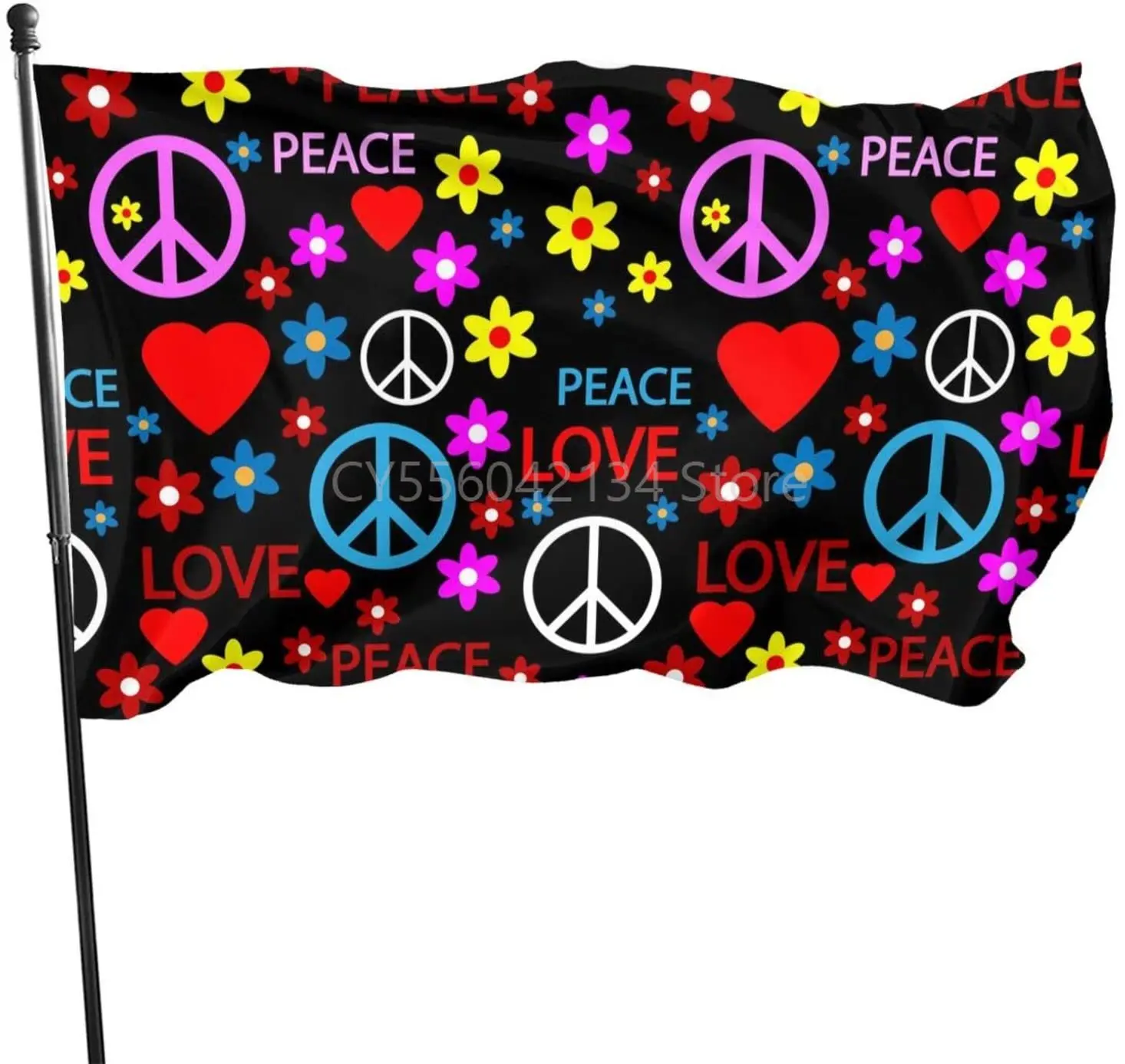 Peace Sign Hippie Symbols Flag 3x5 Ft Decorative Banner Durable Polyester Flag for Home Outdoor Indoor