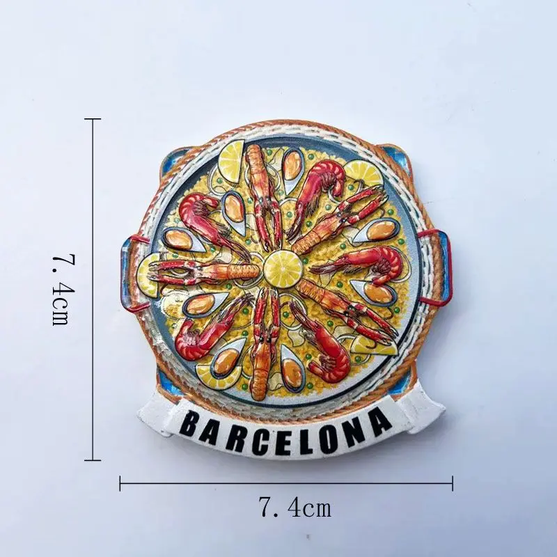 Spain Barcelona Local Cuisine Paella Fridge Magnet - 3D Resin Magnets For Fridge Imanes Nevera Home Decor Cute Magnets