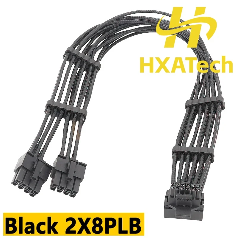 HXATech- 2x8PIN 3X8PIN 4X8PIN to 16Pin Graphics Card Cable 16AWG Dual CPU 8-Pin Male PCI-E 5.0 12VHPWR New Embossed Cable Modula