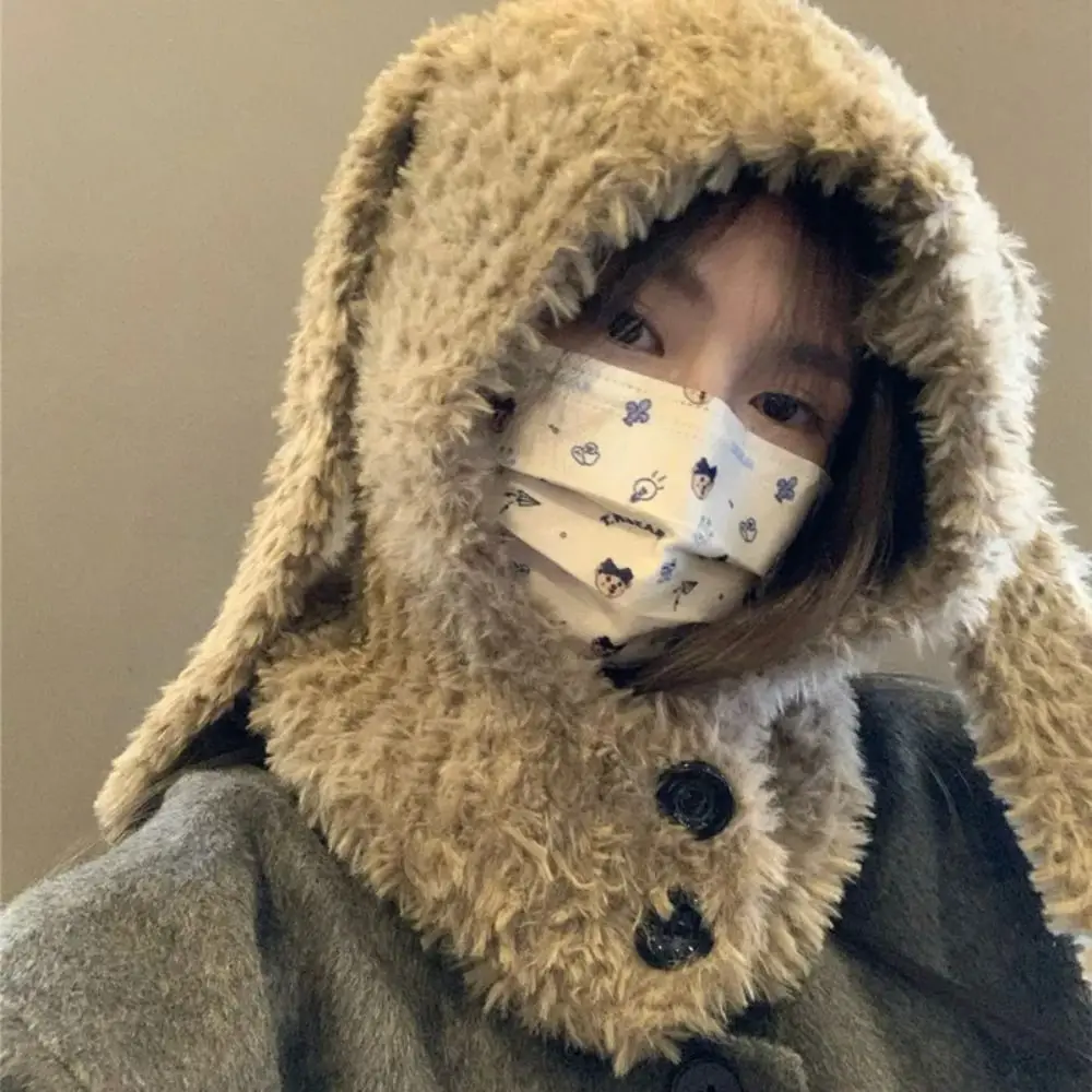 

Fashion Fluffy Bunny Ear Hat Skull Cap Ear Protection Hat Long Ears Beanie Beanie Hat Cute Winter Plush Hat Streetwear