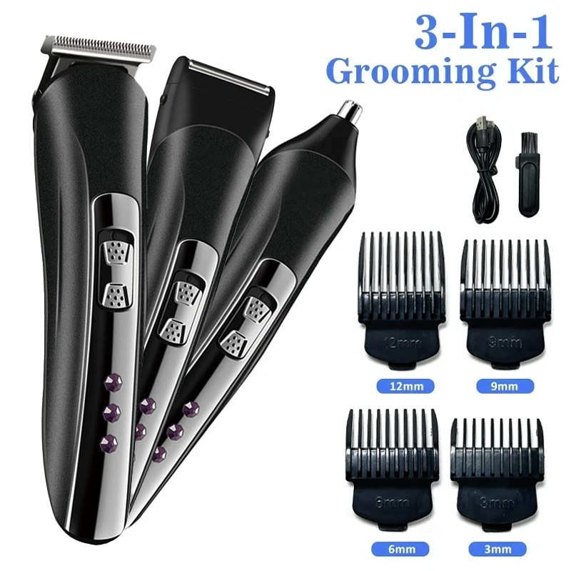 Cordless Barber Grooming Sets Body Trimmer for Men Groin Hair Trimmer Barber Clippers Haircut Kit Rechargeable Hair Clippers