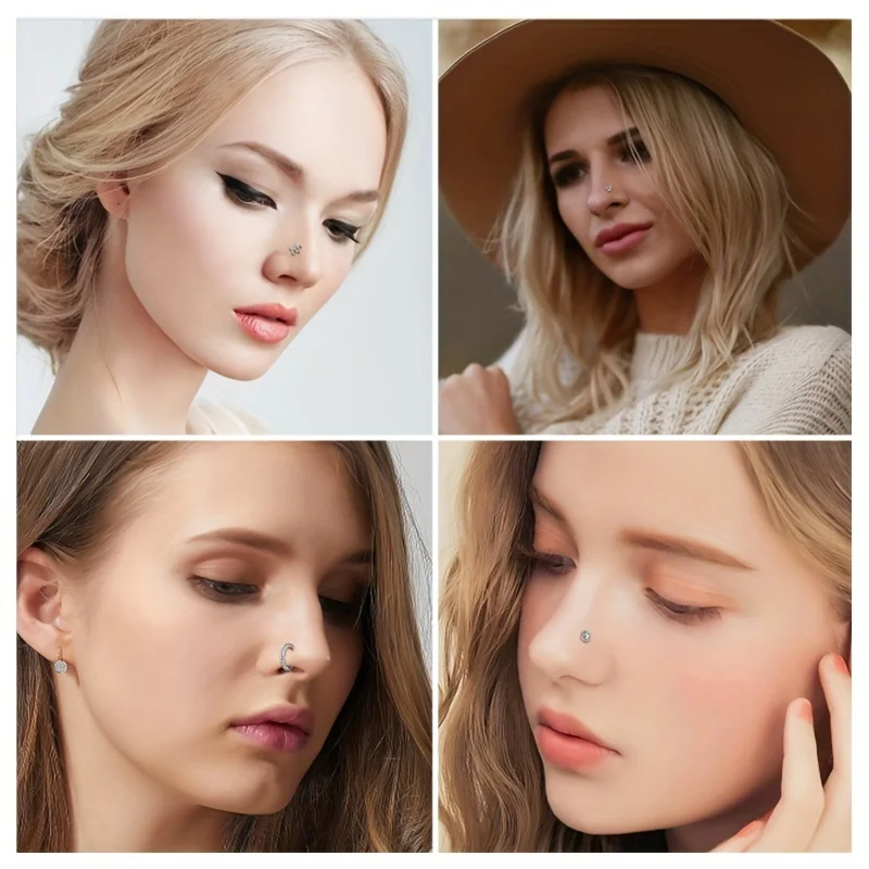 الفولاذ المقاوم للصدأ الأنف خواتم للنساء والفتيات ، مسمار الأنف ، مسامير الأنف ، فراشة ، زهرة ثقب المجوهرات ، L على شكل ترصيع ، 20 جرام ، 5 قطعة