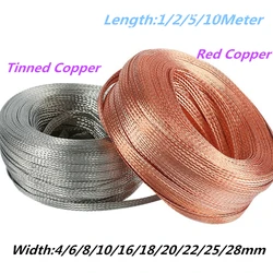 1/2/5M Tinned Copper Braided Sleeve Strap Connecting Wire 1.5/4/6/10/25/35mm²  Conductive Tape Desoldering Braid Welding Solder