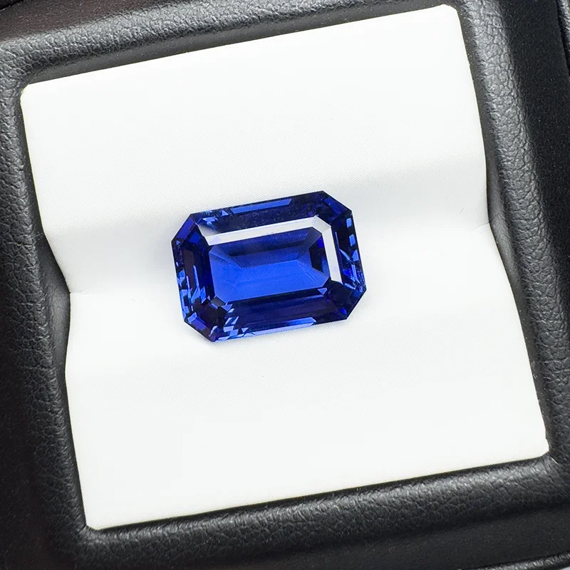 ラボ グロウン サファイア エメラルド カット ロイヤル ブルー 10x14mm 9.5ct VVS1 宝石 DIY ジュエリー作成用 AGL 証明書付き