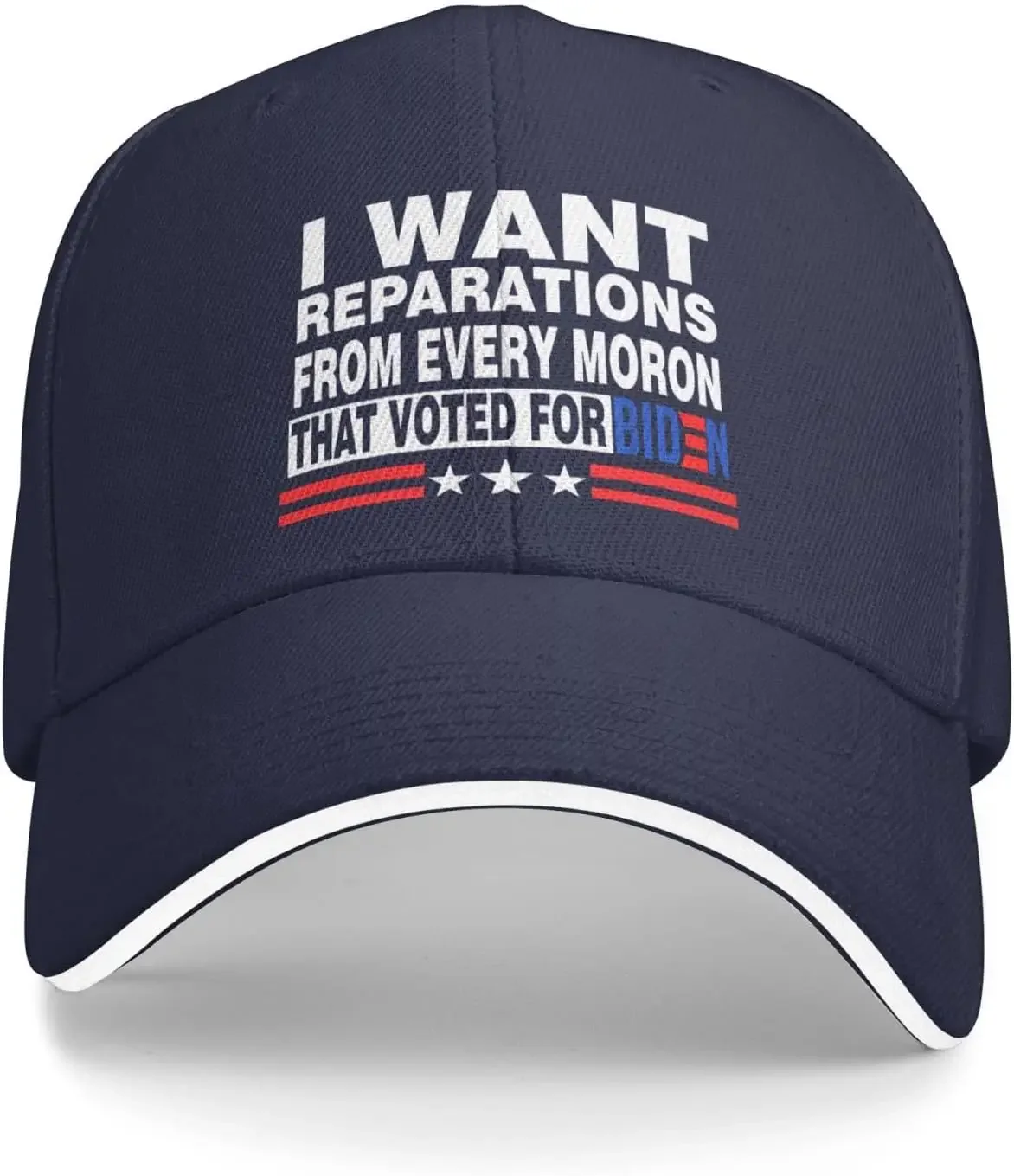 Biden Hat I Want Reparations from Every Moron That Voted for Biden Cap for Women Dad Hat Funny Cap