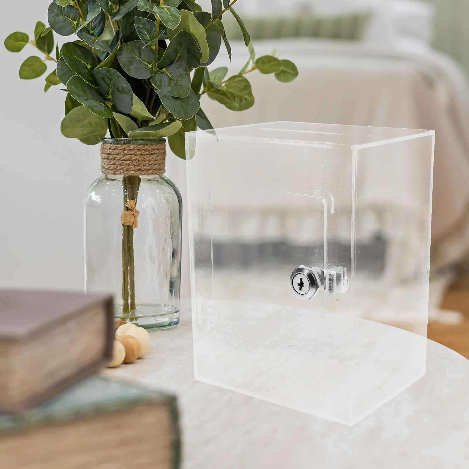 프리미엄 아크릴 투명 저금통 잠금 상자 어린이용 투명 저축 은행 생일 선물 돈 보관함 돈 선물 보관함