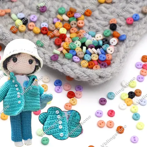 100Pcs Mini Button 3MM Plastic Round Buttons for Dolls Decorative Clothes Sew Crafts Needlework Scrapbooking