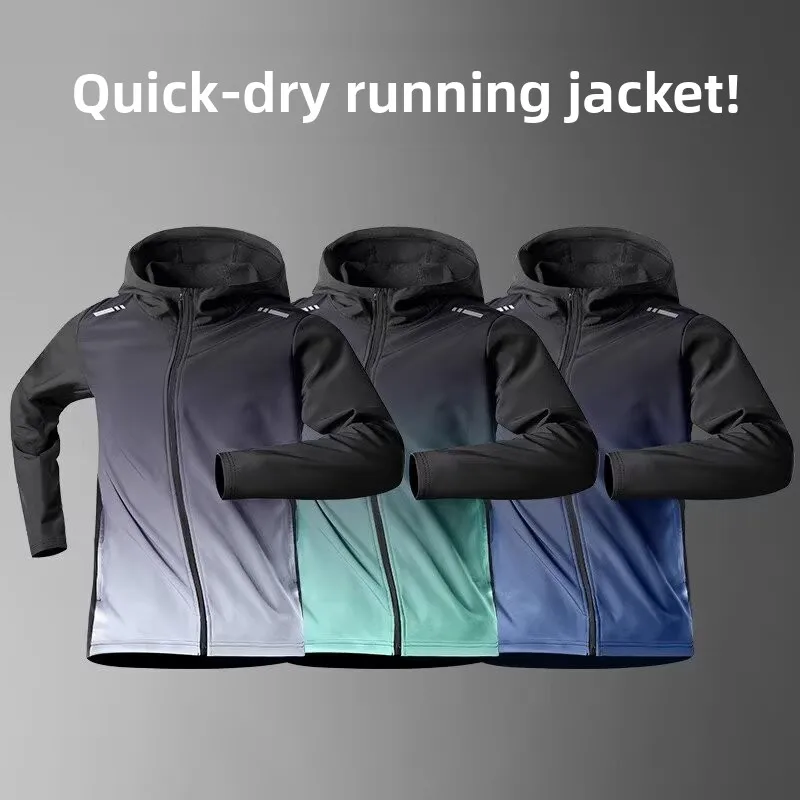Women's Running Gradient Jacket Quick Dry Fitness Top Cycling Hoodie Summer Sportswear Training Clothes Morning Run Trendy