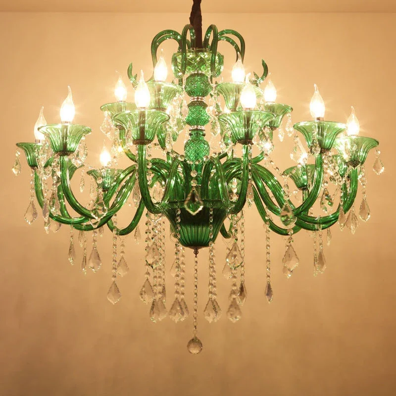 BROTHER European Crystal Pendent Lamp Green Candle Lamp Luxury Art Living Room Restaurant BedroomVilla Hotel KTV Chandelier image 4