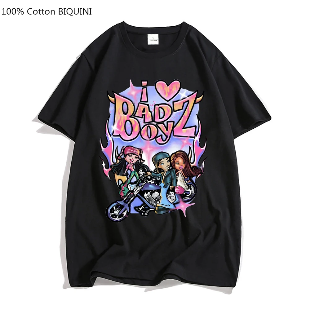 Bratz T Shirt Women/Men Cartoon Print Harajuku T-shirt 100% Cotton Pink Tops Summer Girls Fashion Short Sleeved Tees Bratzs