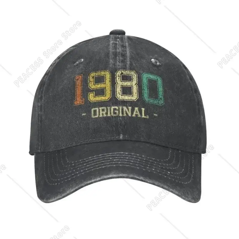 

Punk Unisex Cotton Vintage Original 1980 Baseball Cap Adult 44th Birthday Gift Adjustable Dad Hat for Men Women Outdoor