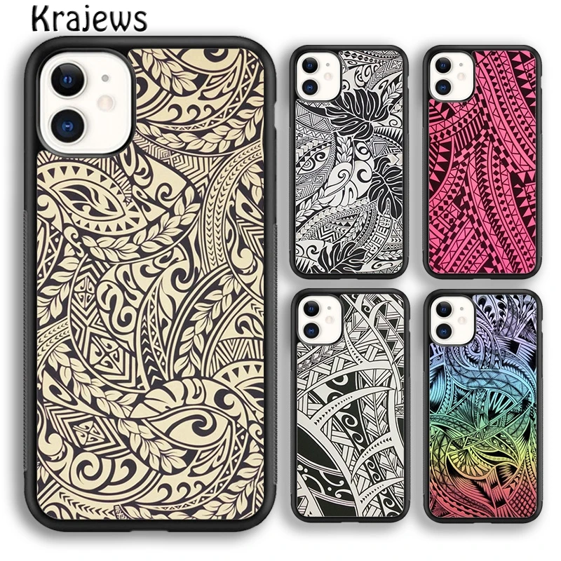 Krajews Maori Samoan Polynesian Tribal Phone Case Cover For iPhone 16 15 14 plus XS XR 11 12 mini 13 pro max Fundas