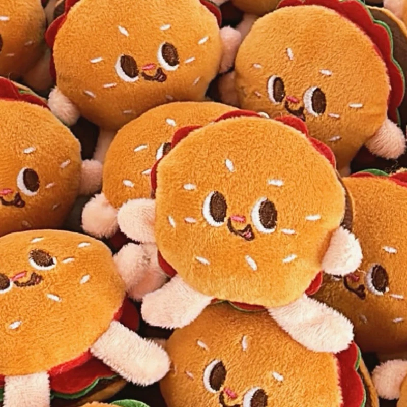 Cartoon Kawaii Hamburger Plush Doll Pendant Cute Plush Keychains Creative Funny Brooch Versatile Bag Decoration Toys Gifts