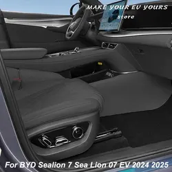 For BYD Sealion 7 Sea Lion 07 EV 2024 2025 Center Console Two Side Panel Anti Kick Pad Defense Protector Leather Car Accessories
