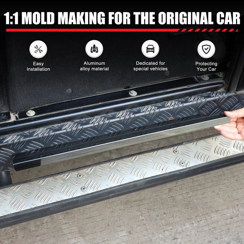 Inner Sill Guard Plate Welcome Pedal For Land Rover Defender L316 2004-2018 Stainless Steel Black Door Sill Pressing Trim 4PCS