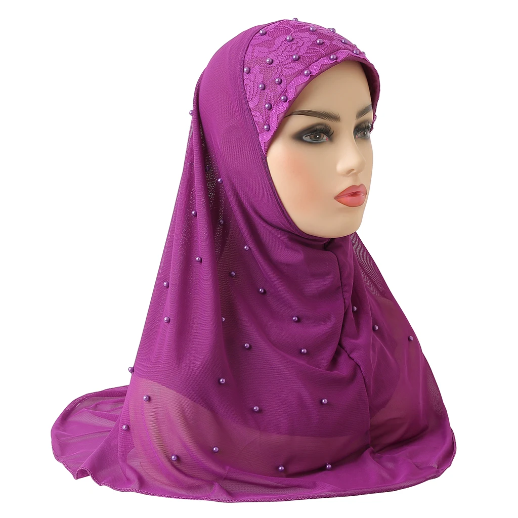 H078 Fashion girls muslim hijab soft net two layers scarf islamic hat amira pull on headwrap beautiful 10 years girl scarf