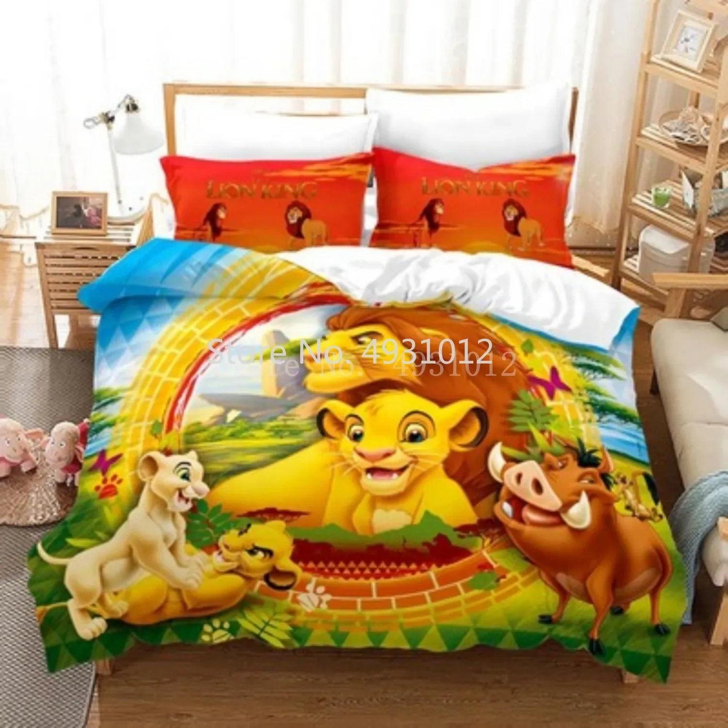 Disney Lion King Simba Cartoon Bedding set Quilt Baby Kids Children Duvet Cover for Boys Bedroom Decor Size Single Queen King