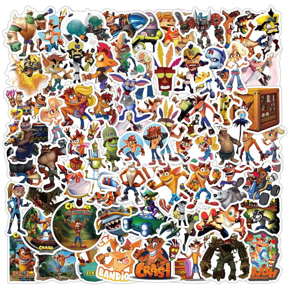 10/30/60PCS Crash Bandicoot Game Stickers Waterproof Laptop Phone Motorcycle Suitcase Skateboard Bike Car Cool Graffiti Kids Toy