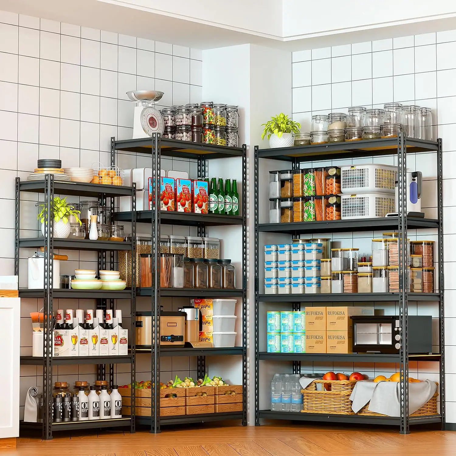 5-Tier Storage Shelving Unit, Metal, for Kitchen, Garage, Laundry Room, Adjustable, 35