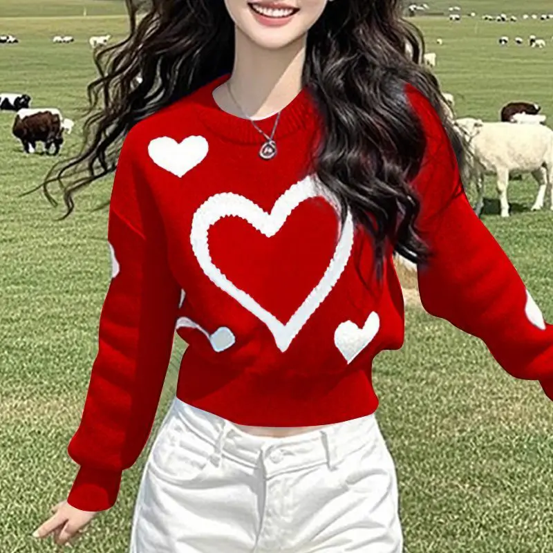 

Collision Knitted Sweater For Women 2025 New Fashion Spring Autumn Korean Casual Bottoming Shirt Knitwear Pullover E11510
