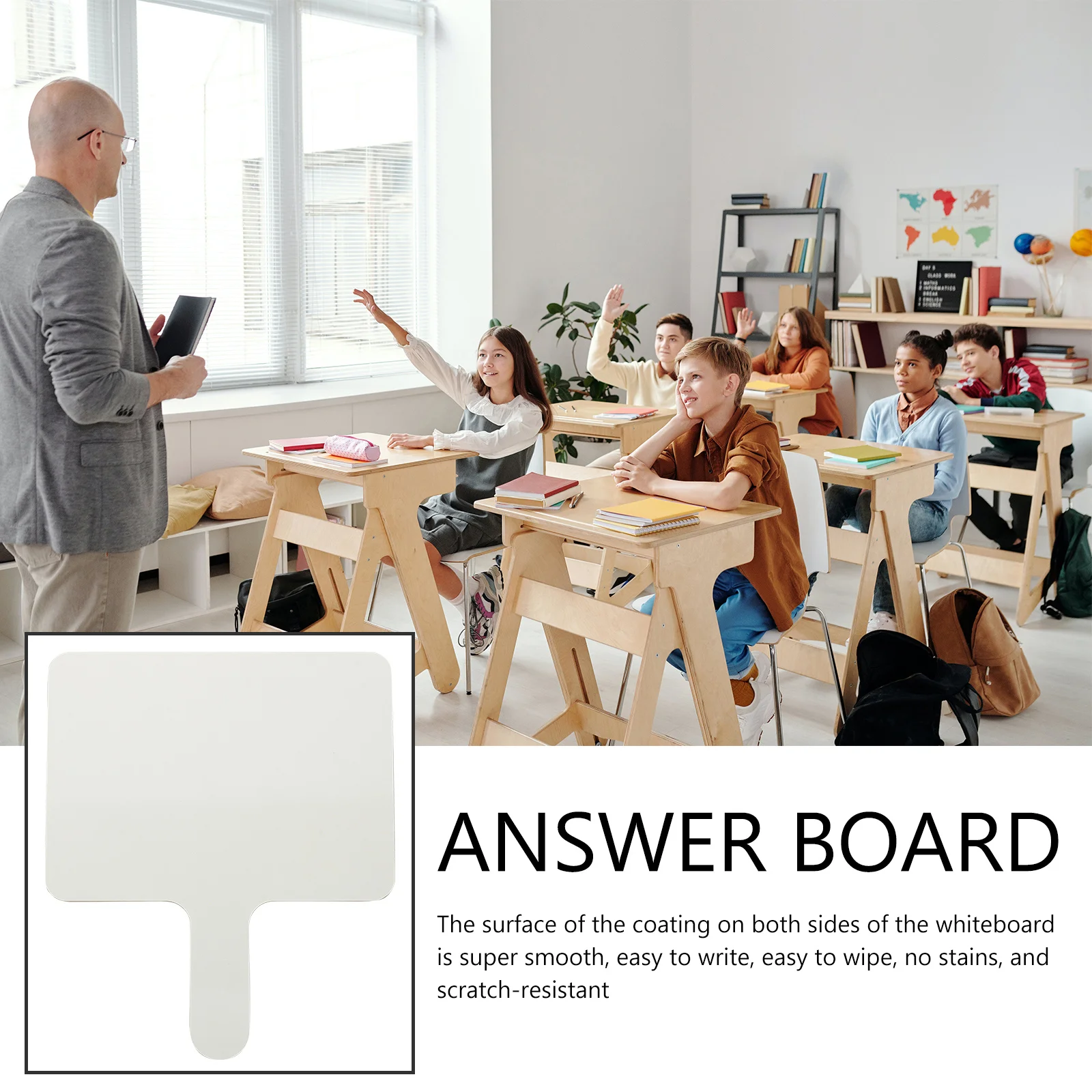 Handheld Dry Erase Board Small White Melamine Paddles Blank Writing Boards for Classroom Students Reusable Answer Paddle