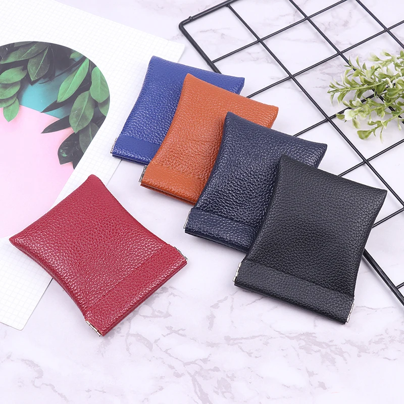 creative PU Leather Coin Purse Credit Card Holder Small Wallet Money Earphone Coin Change Pouch For Women Men squeeze to open