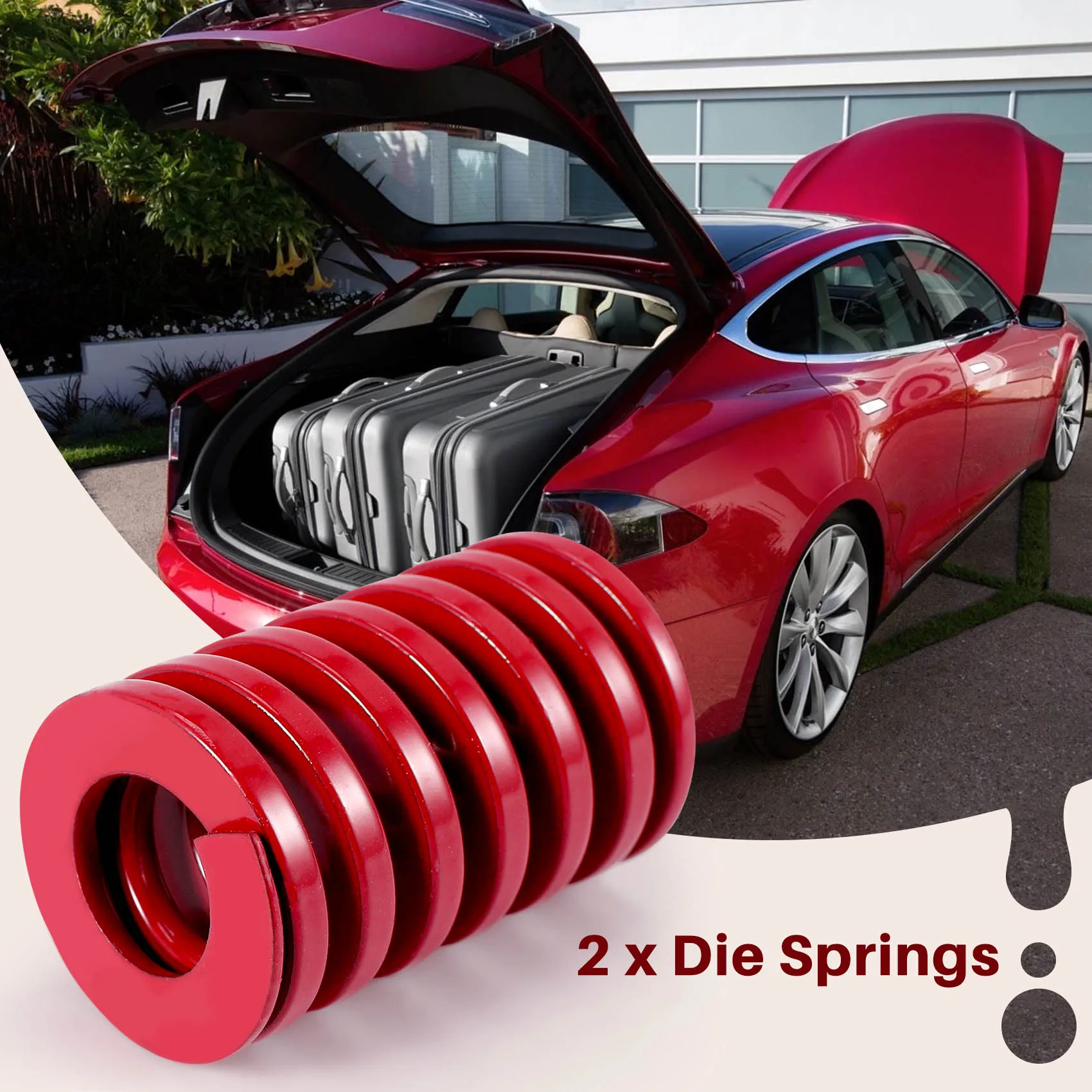 2 Pcs 25mm OD 40mm Length Compression Mould Die Springs for Tesla Model 3 Trunk, Medium Load