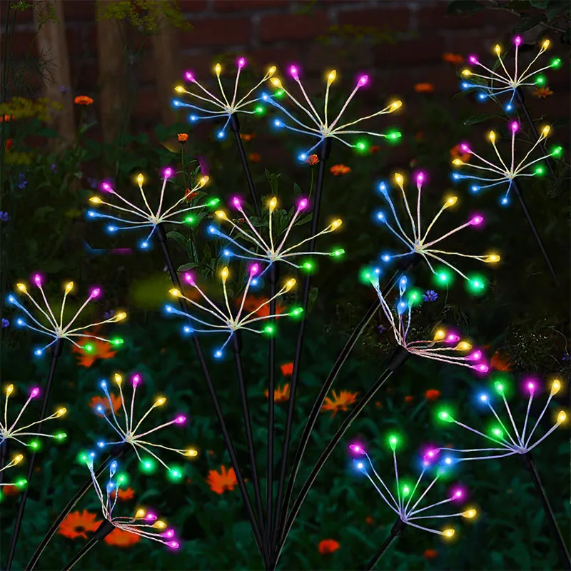 Solar LED Small Firework Fairy Light Outdoor Garden Lawn Light  Waterproof for Pathway Yard Patio Landscape Decor Lighting