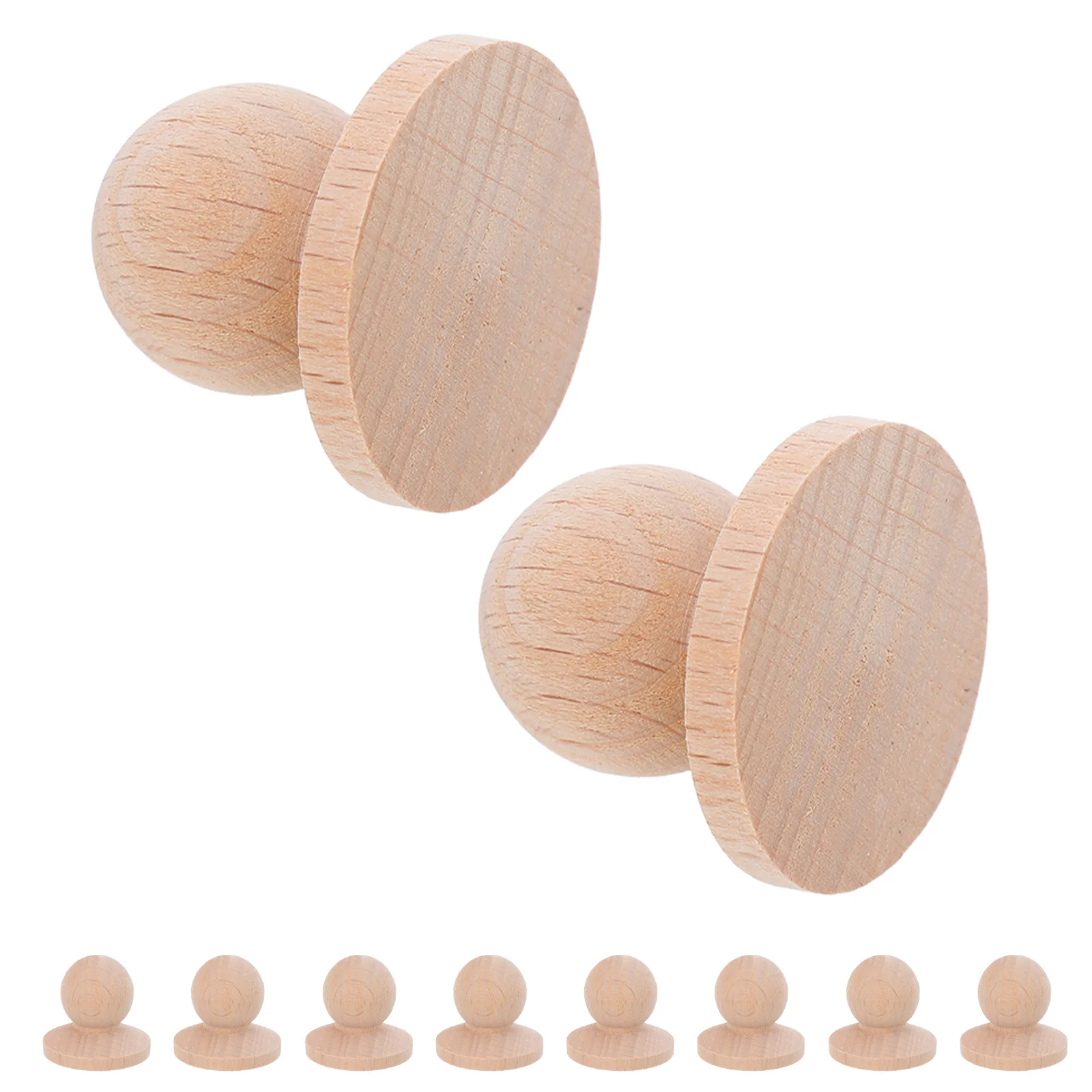 

10Pcs Solid Wood Drawer Pulls Round Unfinished Mushroom Shape Cabinet Knobs for Kitchen Dresser Wardrobe Furniture Hardware