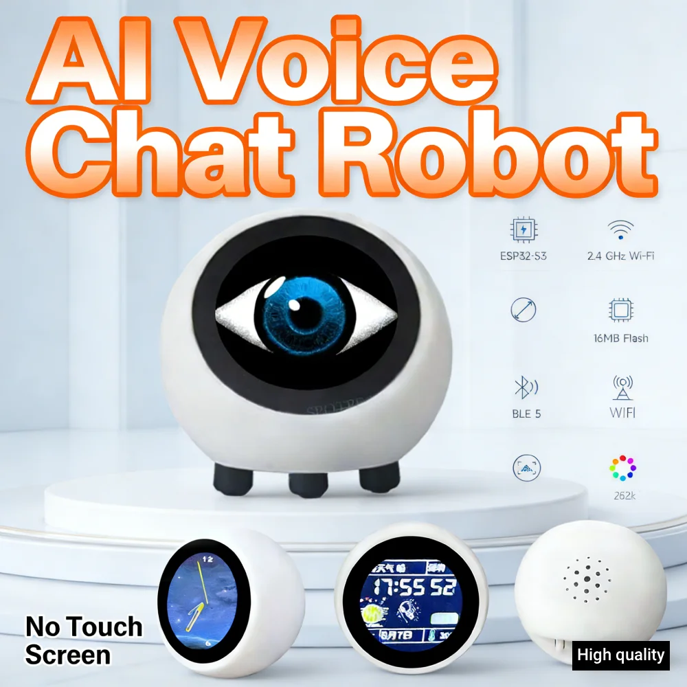 

Робот-коммуникатор с ИИ, без сенсорного экрана, многофункциональный мини-робот, настольное украшение, ЖК-дисплей 1,28 дюйма для домашнего декора (без батареи)