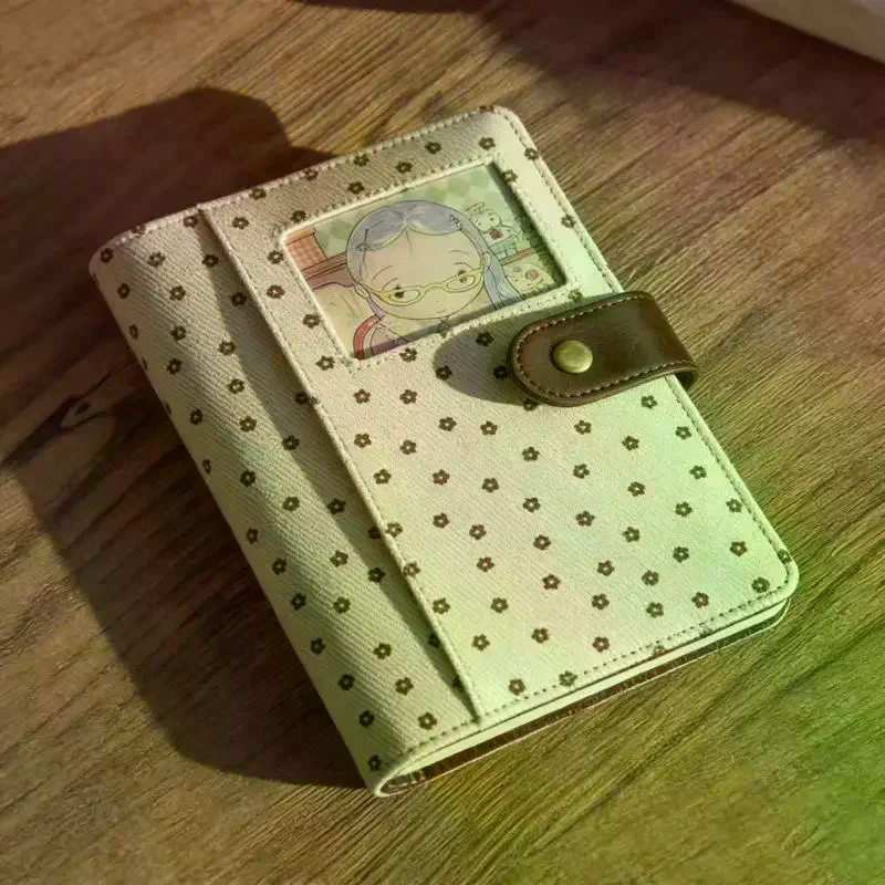 Retro Polka Dot Canvas Notebook Snap Closure Cartoon Photo Insert For Journaling Scrapbooking School Note Taking Cute