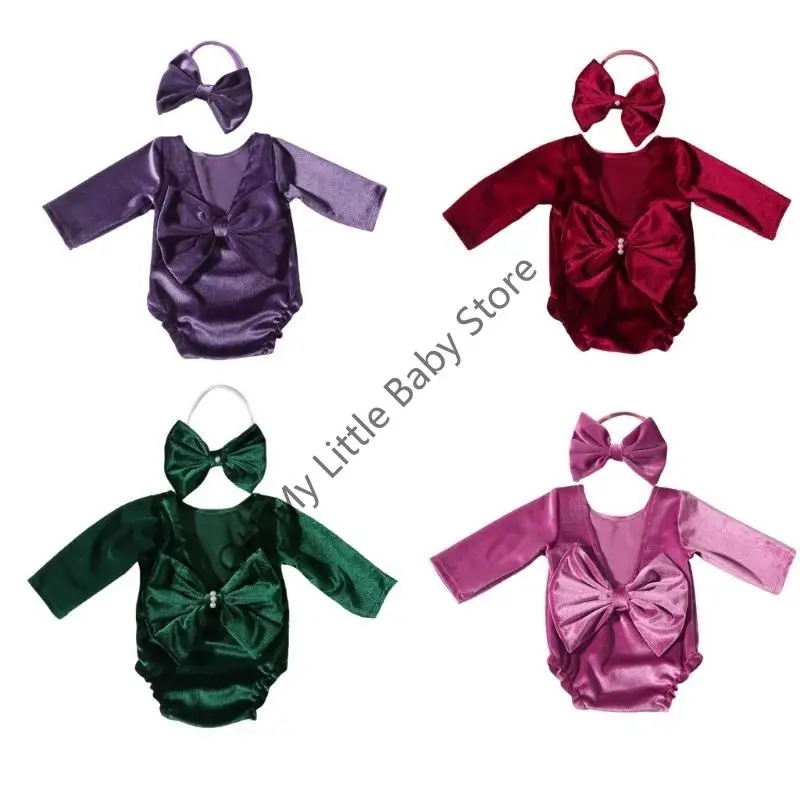 

M76C Outfit Baby Romper с Headaband Bownot Clothing для детской фотографии