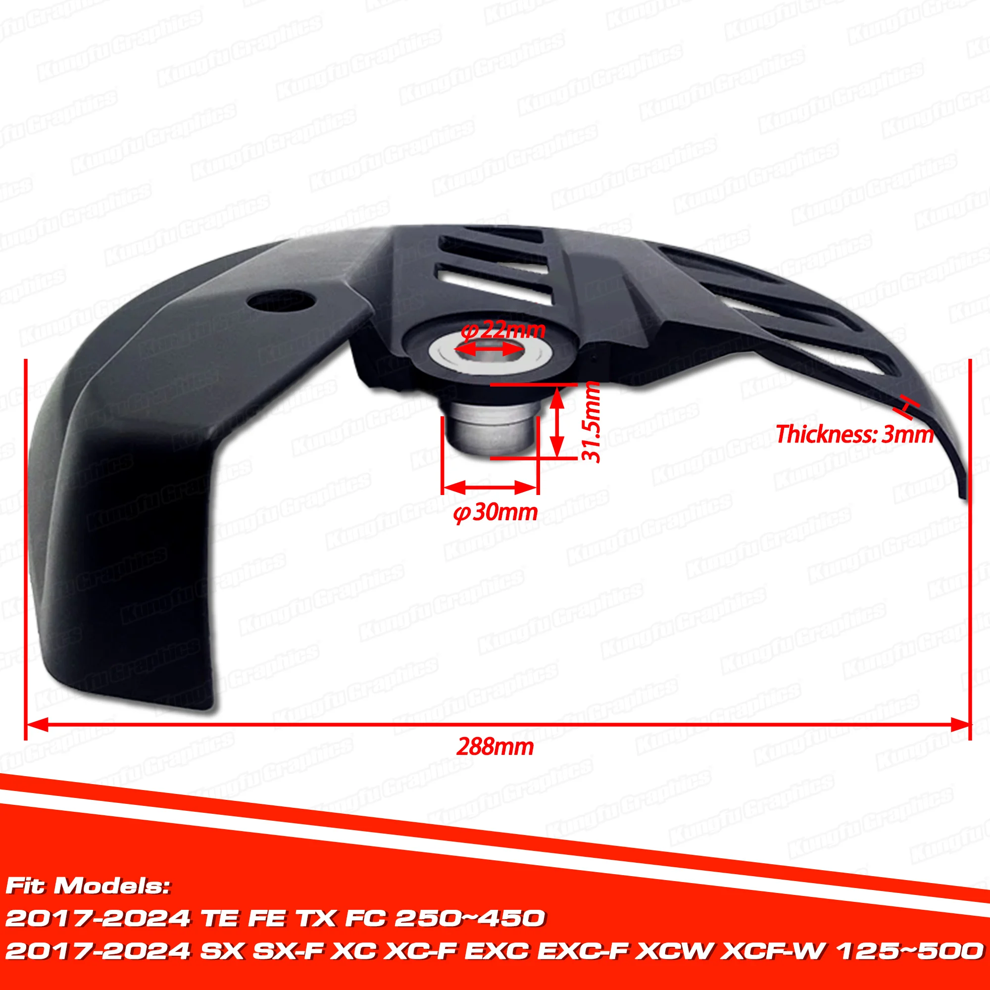 22mm Dirt Bike Freno Anteriore Disco Protezione Rotore Copertura di Protezione per KTM SX XC EXC XCW e Husqvarna TE FE TX FC 2017-2024 Nero