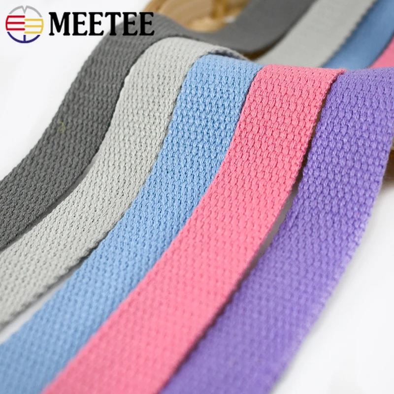 

10M Meetee 20-50mm Cotton Webbing Tapes 1.3mm Thick Decoration Ribbons Bag Strap Belt Bias Binding Bands DIY Sewing Accessories