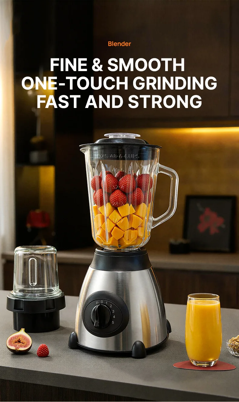 5-Speed Silent Blender 1.5L Glass Jar Multifunctional 2-in-1 Juicer Grinder Household Smoothie Milkshake Food Mixer Kitchen Blen view 5