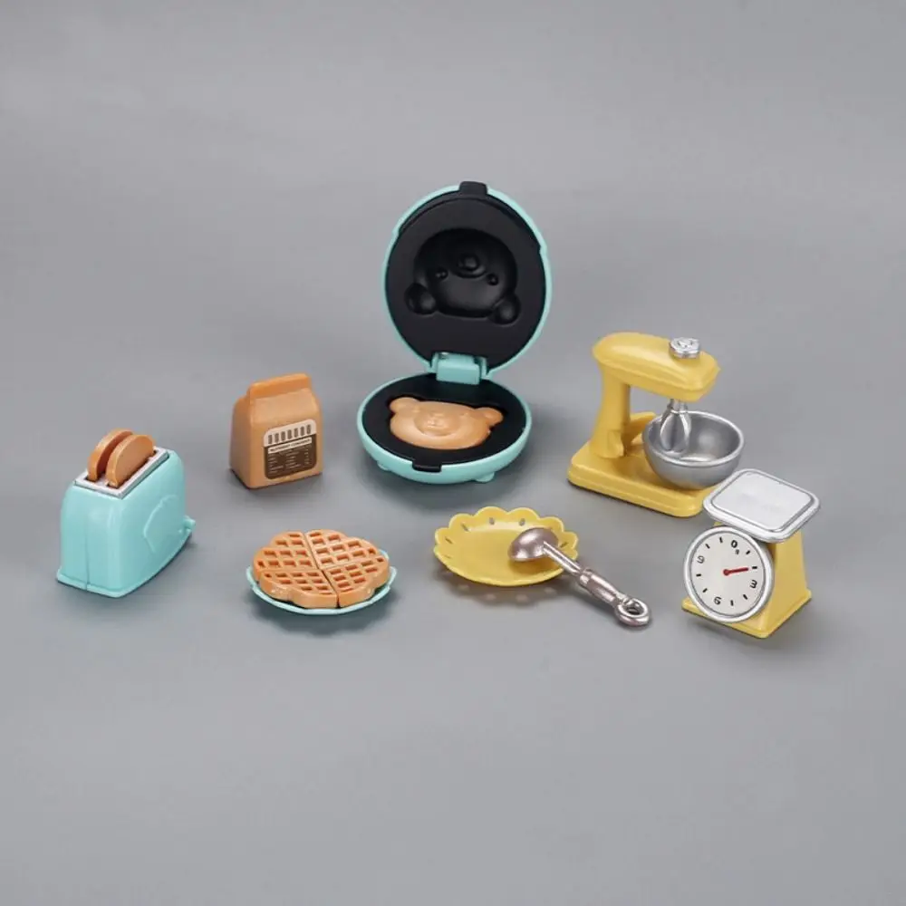 Bear Biscuits Dollhouse Kitchen Accessories Mixer Toaster Dollhouse Mini Furniture Baking Breakfast Miniature Cooking Set