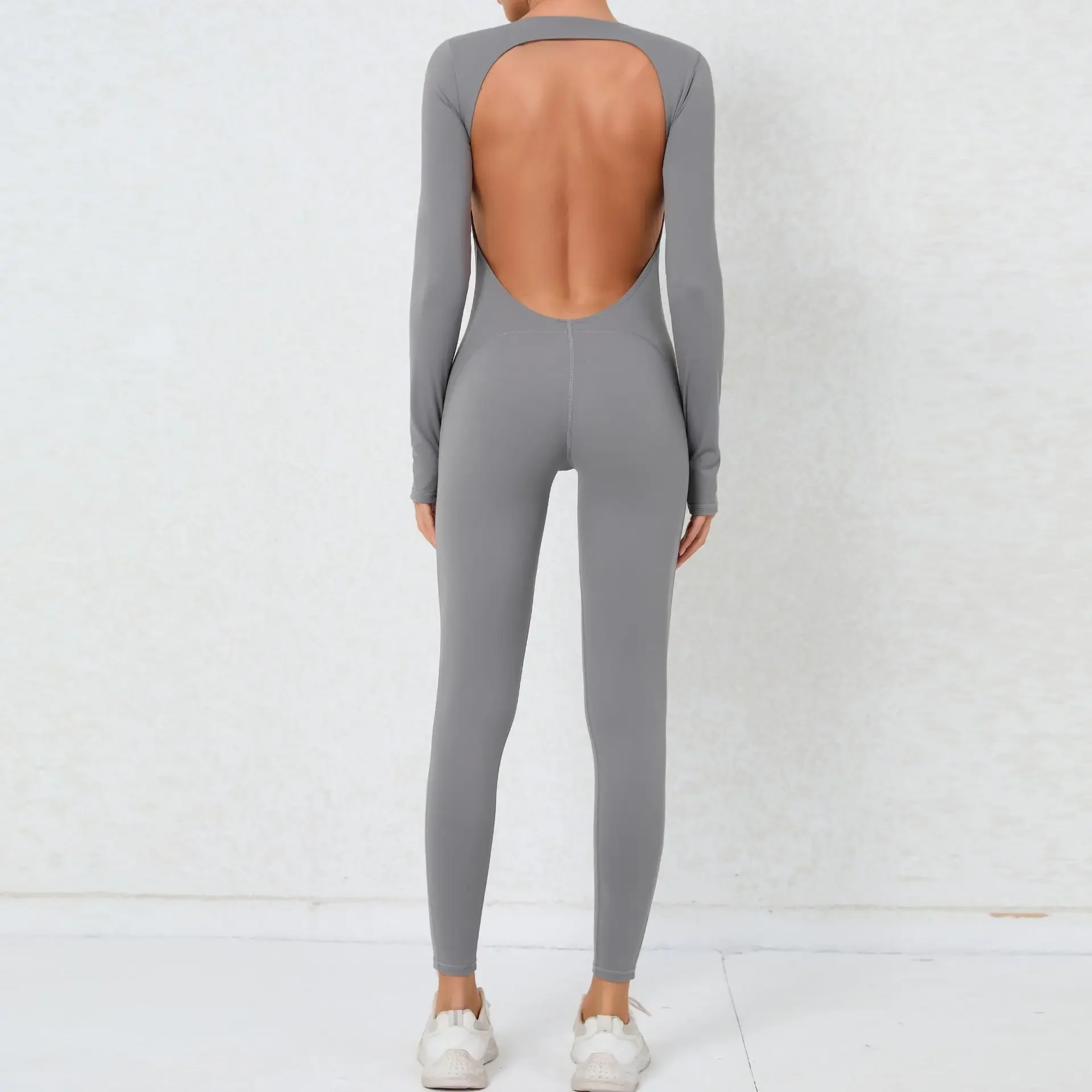 Tuta da yoga a maniche lunghe da donna Abbigliamento sportivo Palestra Tute senza schienale Allenamento Fitness ad alta intensità Indumento attillato in un unico pezzo