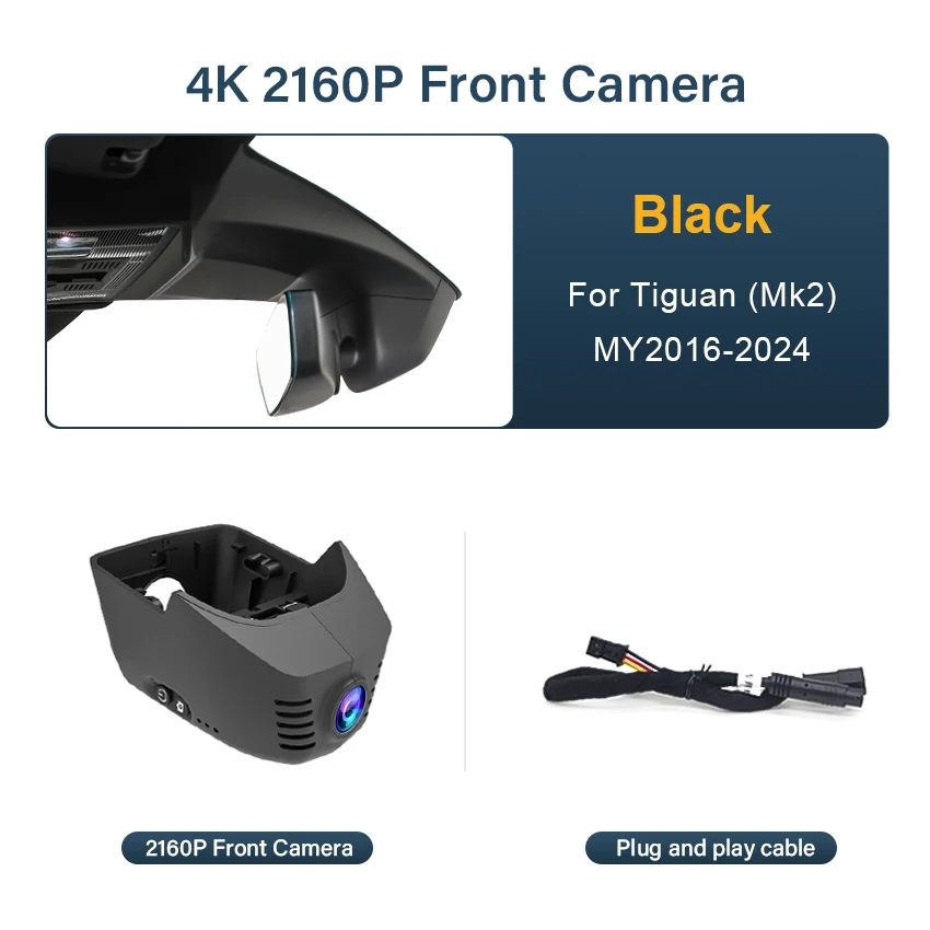 Voor Volkswagen VW Tiguan (Mk2) 2016 2017 2018 2019 2020 2021 2022 2023 2024 Verborgen 4K UHD 2160P Wifi Auto Dvr Dash Cam Camera