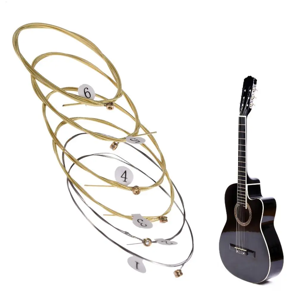 1set Universal Acoustic Guitar String Brass Hexagonal Steel Core Strings For Musical Instruments Guitars Strings Guitar Part