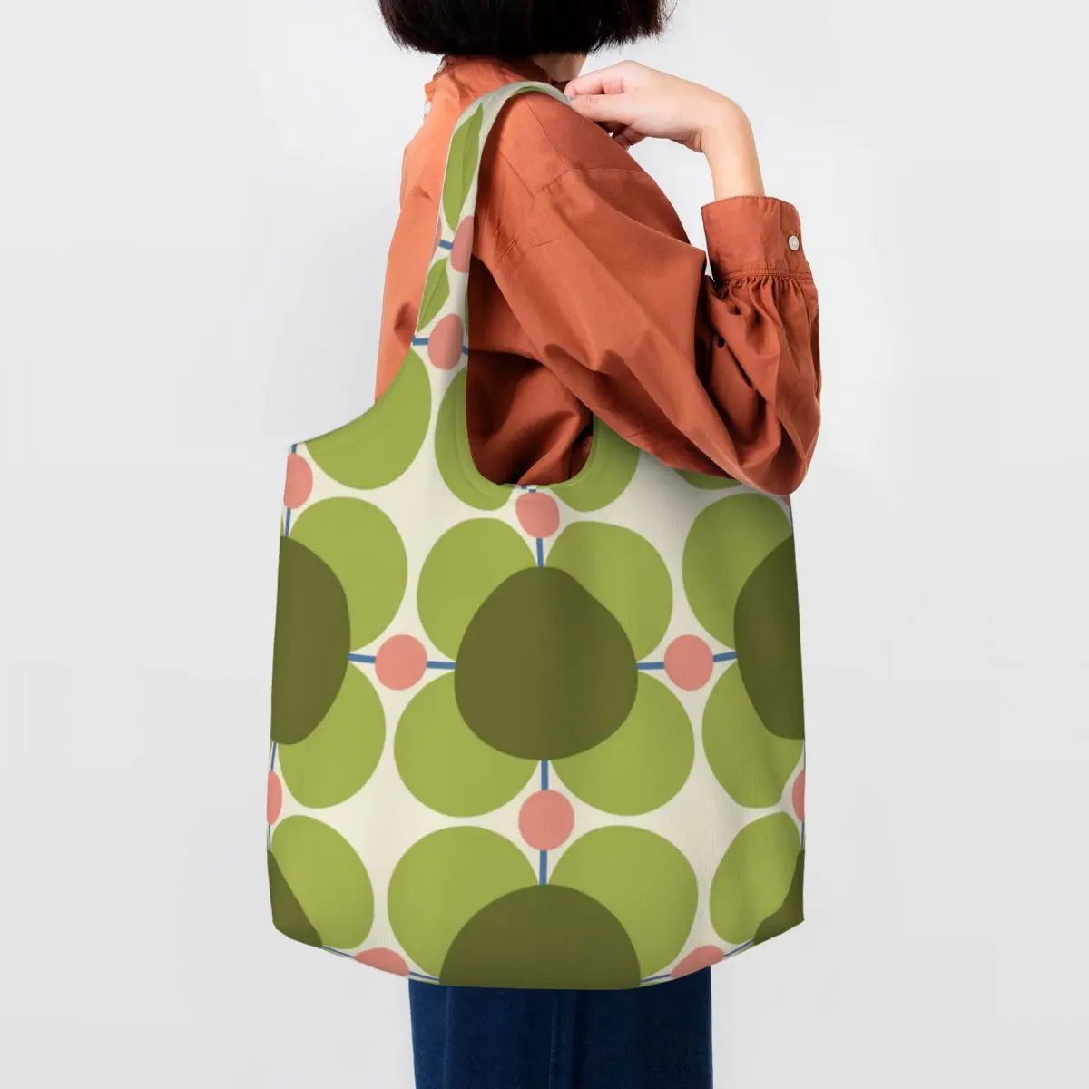 Custom Funny Flower Living Orla Kiely Shopping Tote Bag Reusable Groceries Canvas Shopper Shoulder Bags Handbags Gifts