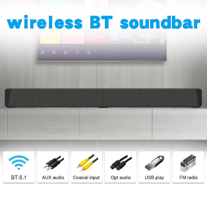 BS-53 fabric wireless foldable TV soundbar, touch button design, BT 5.1 TWS connect, faster/stable/non-desructive, good quality