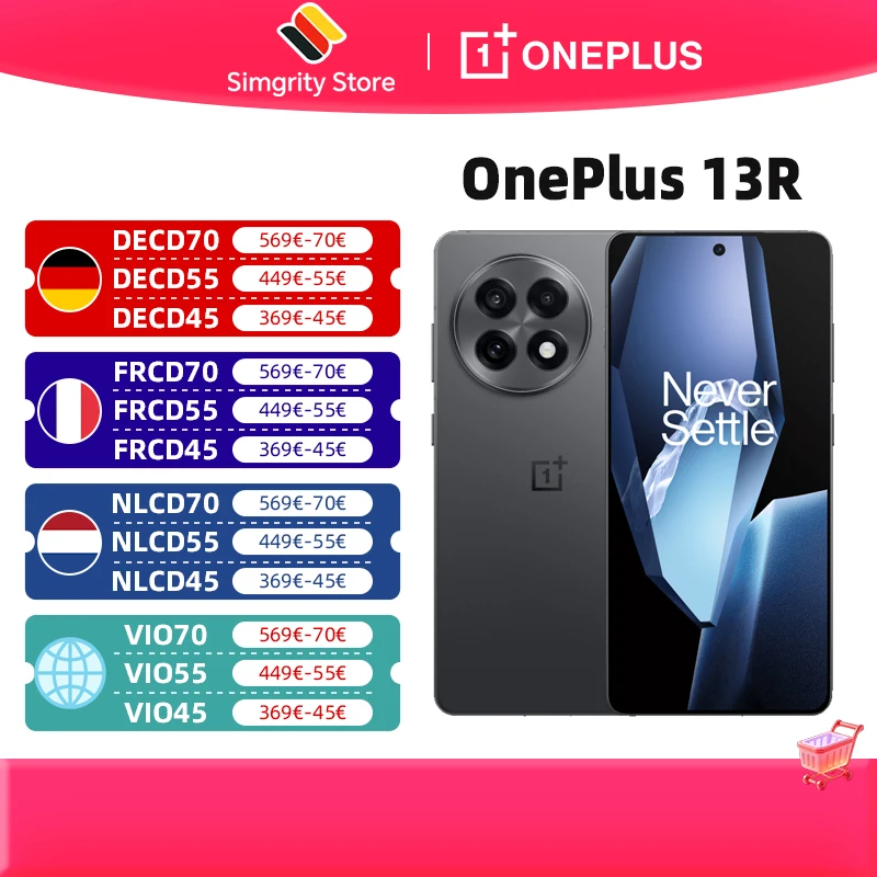 Smartphone OnePlus 13R 5G 12 Go + 256 Go, Snapdragon 8 Gen 3 Android 15,6,78 pouces cran 120 Hz Rsolution 2780*1264, Appareil photo 50 Mpx OIS+EIS, Bluetooth 5.4, NFC, Wi-Fi 7, GPS