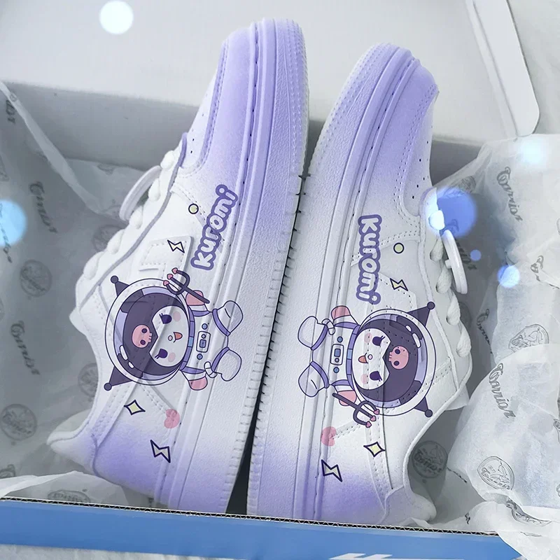 Nuevos zapatos blancos informales bonitos de princesa Kuromi de dibujos animados para mujer, zapatos deportivos suaves para regalo de novia, talla europea 35-44