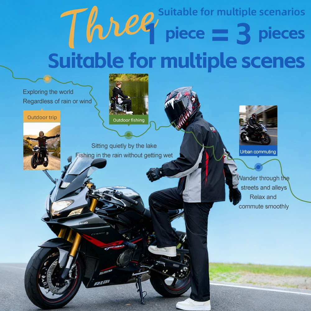 Motorcycle Riding Raincoat Rain Pants Split Set Split Waterproof Rainstorm-proof  Full Body Rainstorm Protection Locomotive Rain