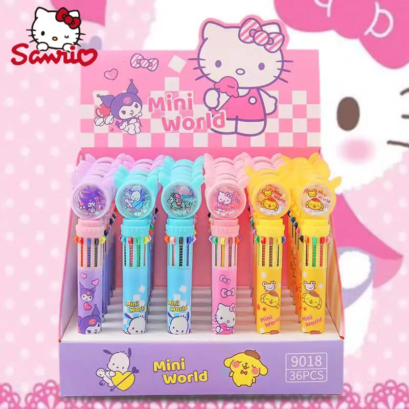 

36 шт., шариковая ручка Sanrio, 10 цветов, с надписью «Hello Kittykuromi»