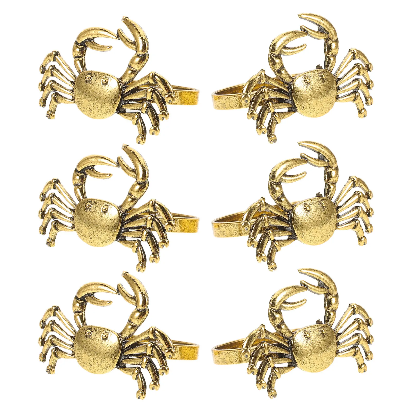 

6Pcs Crab Napkin Rings Set Nautical Beach Home Decor Metal Ring Holders Birthday Party Crab Rings Napkin Holders for Beach