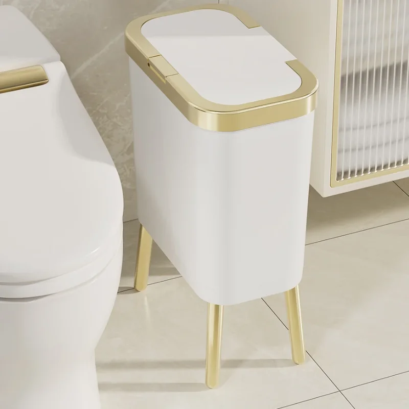 Standing Trash Can 15L Large Capacity Bin Bathroom Wastebasket Toilet Garbage Office Trash Can with Lid Multi-Functional